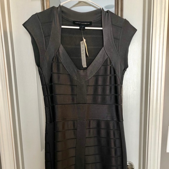 French Connection Charcoal Grey Bandage Dress NWT - Picture 3 of 3